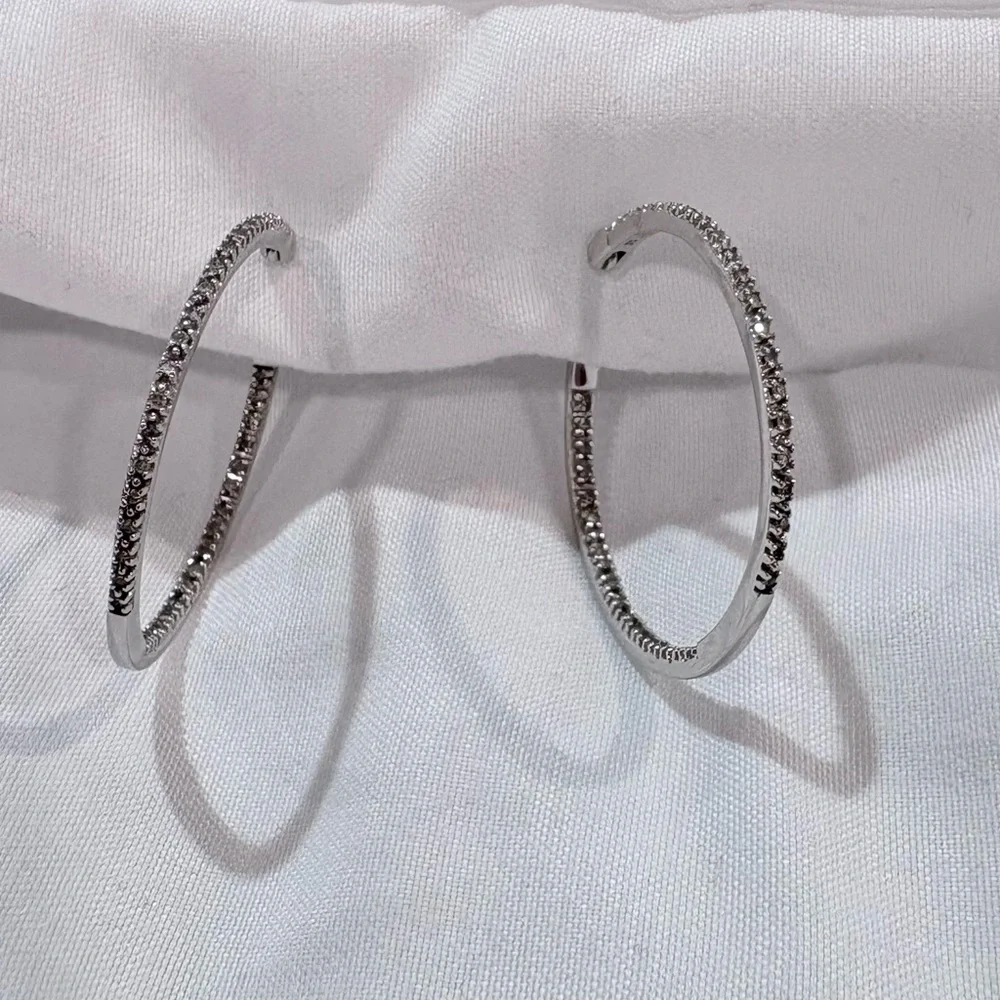 Diamond Hoop Earrings white gold Kay’s - Picture 1 of 6